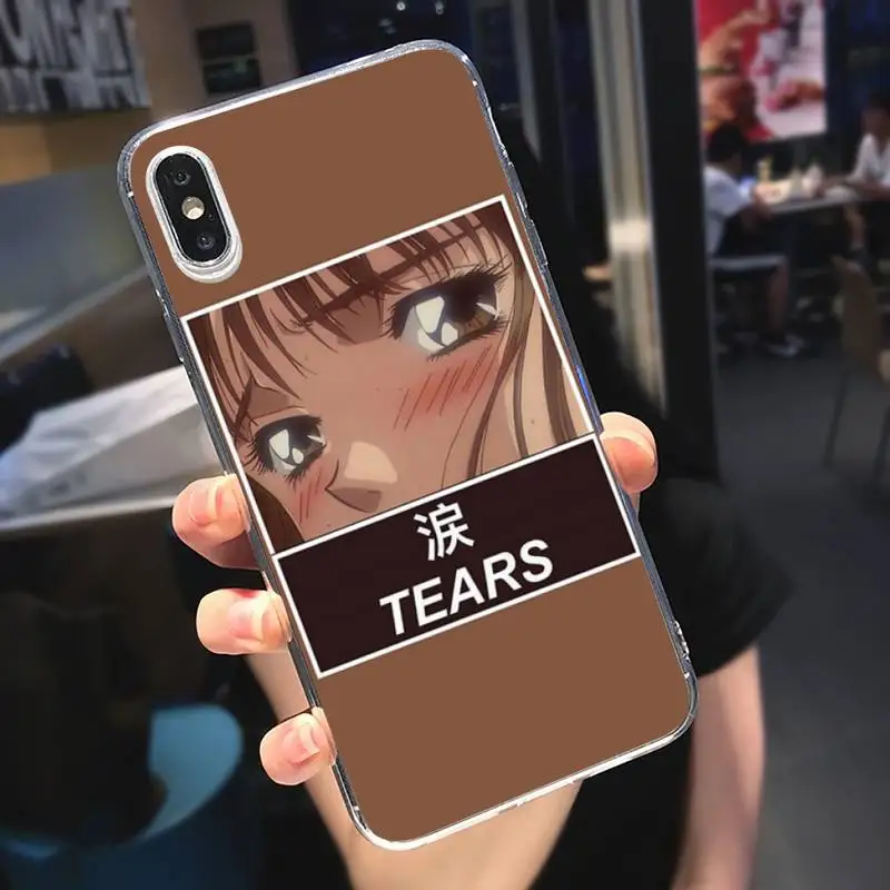 

Sad Japanese Anime Aesthetic Phone Cases Transparent for iPhone 6 7 8 11 12 s mini pro X XS XR MAX Plus