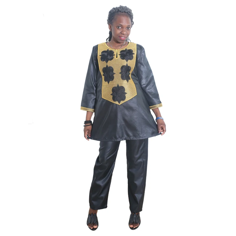 

MD 2 Pieces Set For Women Embroidery Dashiki Top Pants Suit Vetement Femme 2021 Robe Ensembles South African Lady Clothes HM2864