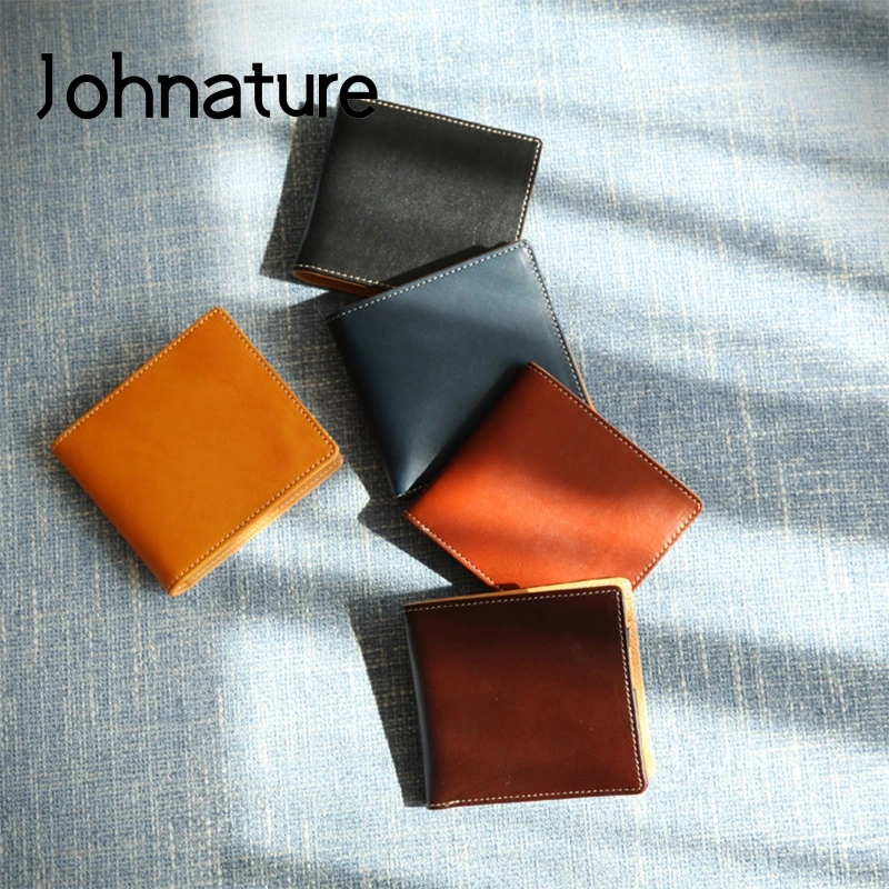 

Женский кошелек ручной работы Johnature, однотонный кошелек из натуральной воловьей кожи, с отделением для карт, в японском стиле, для отдыха, 2021