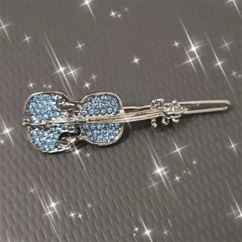 

1pc Hair Clip Korean Violin Hair Clip Sweet Hairpins Rhinestone Barrette Crystal Cute Hair Clips Accessories Headwear E5N1