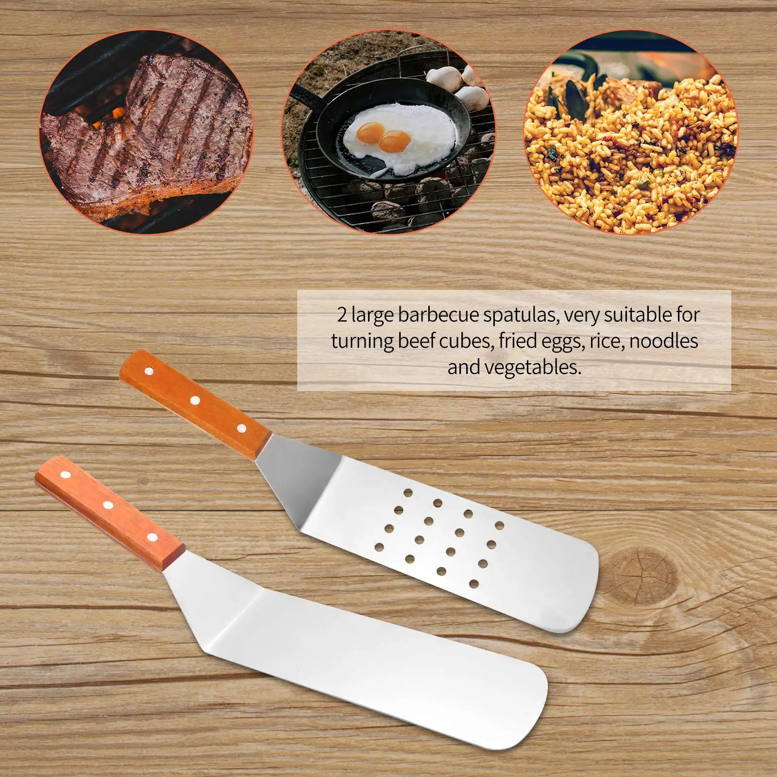 

Four Pieces Barbecue Tool Set BBQ Combination Grill BBQ Griddle Accessories Set Exclusive Griddle Tools Long Short Spatulas