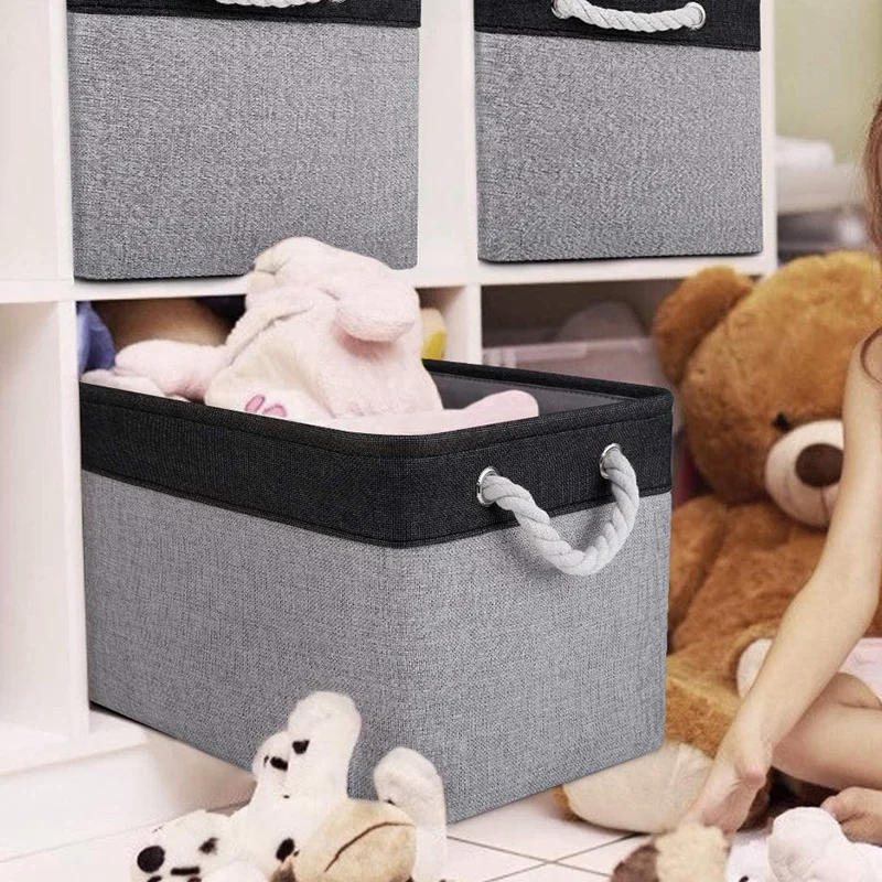 Корзины для хранения [3 упаковки] складные ящики холста игрушек обувь