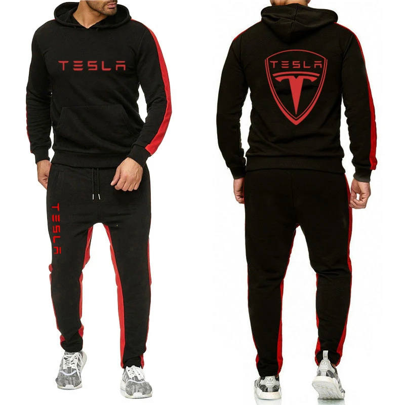 

Tesla Classic Car Logo Sweatshirts Men Hoodie Brand Sweatpants Male Cotton Trousers Casual Customize Pullover Suit clothes