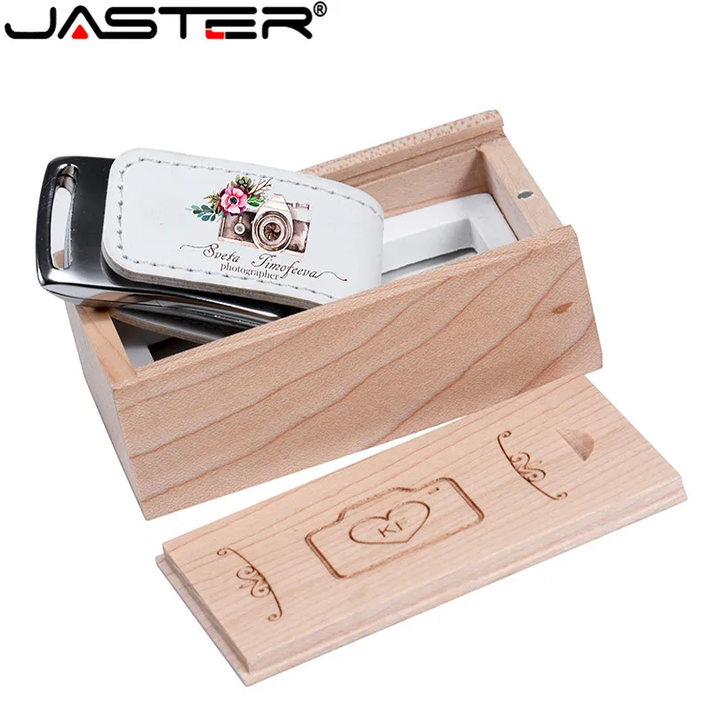 JASTER новый корпус белый leahter usb с кленовой коробкой 2 0 4 ГБ 8 16 32 64 флеш накопитель|USB