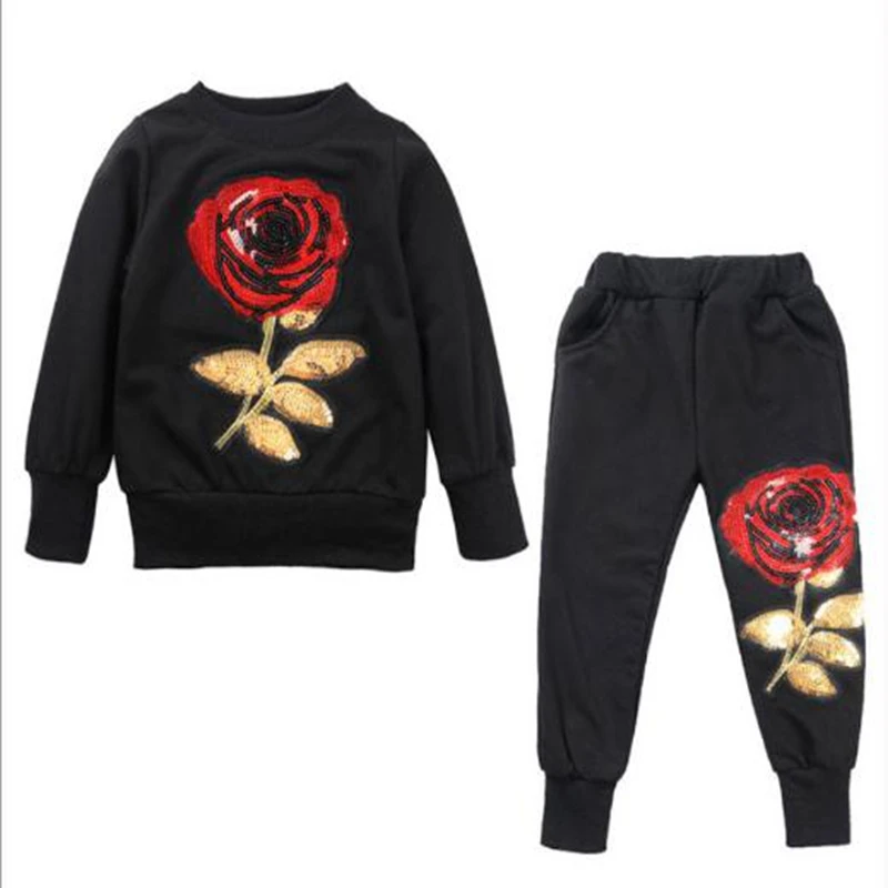 Осенняя повседневная одежда с вышивкой и блестками для мальчиков девочек