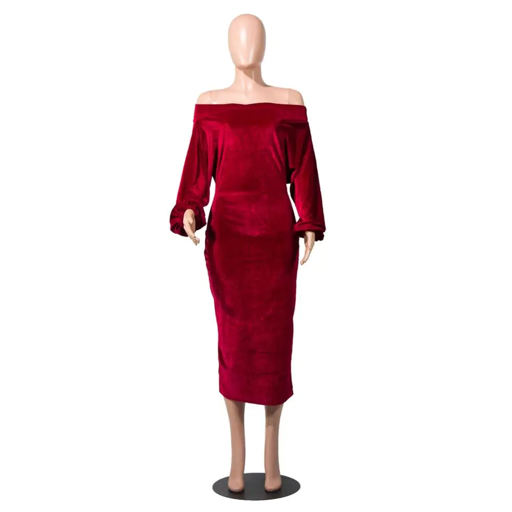 Женское Бархатное облегающее платье с открытыми плечами длинными рукавами и