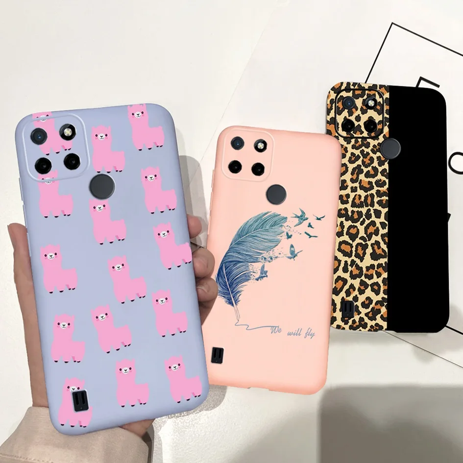 Чехол для Realme C21 C11 2021 милый мультяшный матовый Силиконовый чехол телефона OPPO C21Y C20