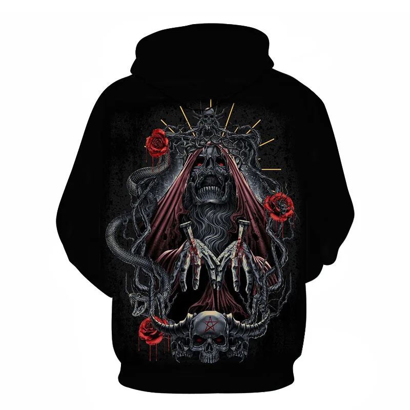 

Retro Beautiful Rose Flowers Sexy Girl and Skeleton 3D Print Black Hoodies Sweatshirt Gothic Locomotive Wind Men Women Pullovers