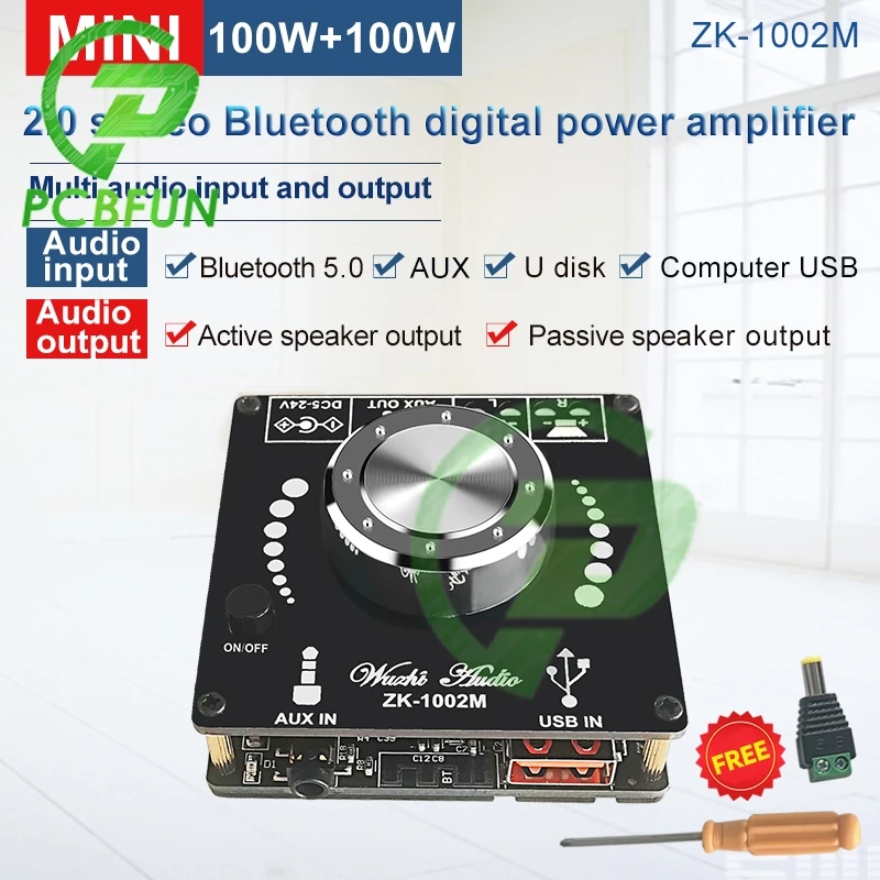ZK 502M мини 2 0 Стерео Bluetooth 5 цифровой Мощность модуль усилителя 12V 50WX2 100WX2 стерео для