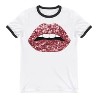 new arrival 2022 watercolor sexy lips print tshirt womens clothing funny white t shirt femme korean style clothes streetwear