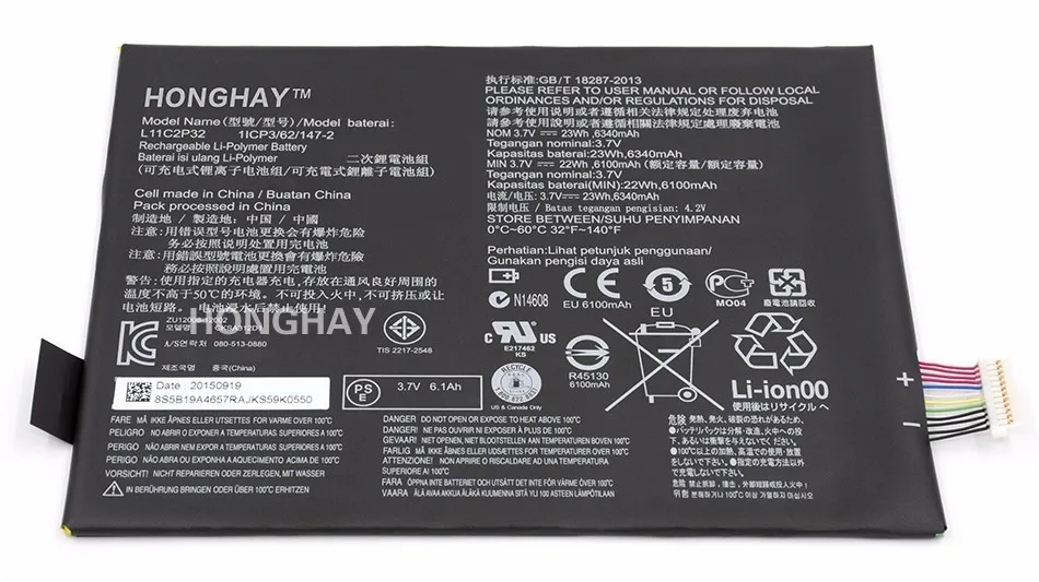 Honghay L11C2P32 L12D2P32 планшет аккумулятор для Lenovo IdeaPad S600H S6000 S6000-F S6000-H A7600 A7600-H A7600-F A10-80 A10-80HC ПК
