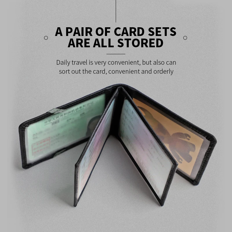 Genuine Leather Card Holder Bag Handmade Cowhide Card Wallet Drive License Slot Case Portable Storage Card Pack Money Bag