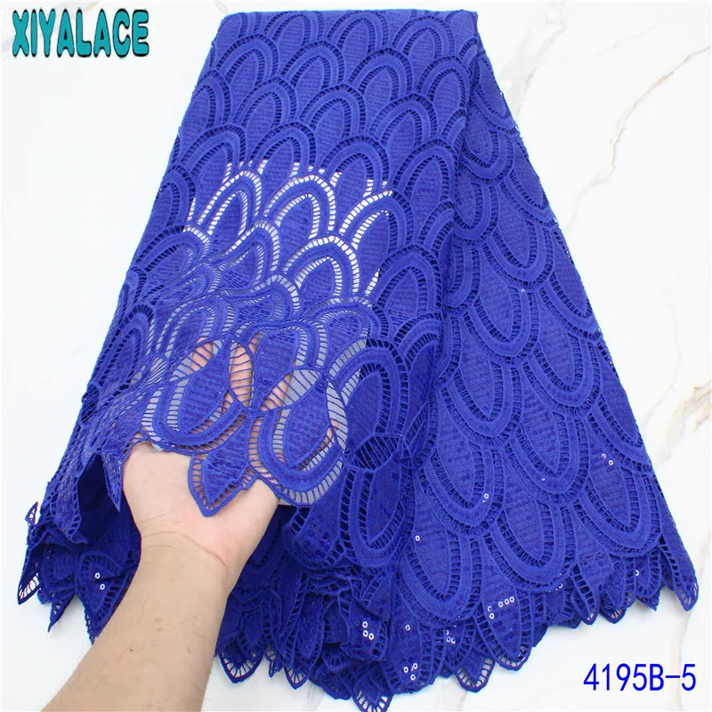 

African Cord Lace Fabric 2021 High Quality Guipure Lace Fabric Water Soluble Lace with Sequins For Nigerian Garment Sew KS4195B