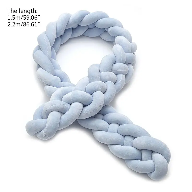 

T8ND Infant Cot Bumper Baby Snake Braided Cushion Bedding Room Decor Newborn Crib Safety Sleep Protector Pillow 1.5m/2.2m