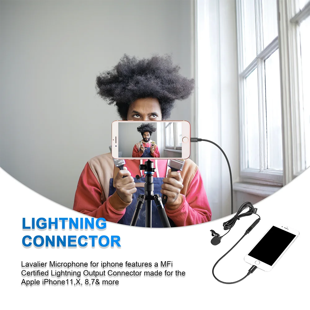Универсальный Лавандовый микрофон Saramonic LavMicro U1A с разъемом Lightning адаптер