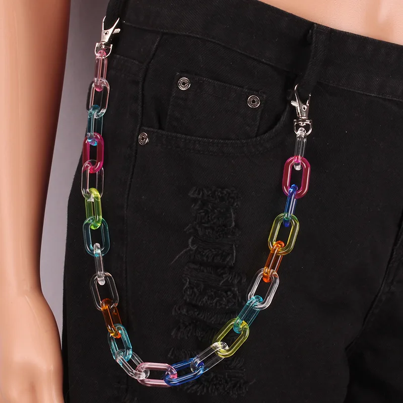 

2021 многоцветная простая повседневная многослойная цепочка для брюк модная акриловая цепочка на талию