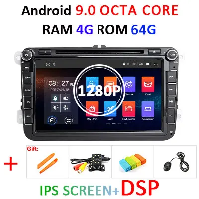 Ips DSP Android 9,0 64G 2 DIN dvd-плеер для сиденья Altea Leon Фольксваген Толедо Passat b6 V6 B7 POLO golf 5 6 touran TIGUAN SAGITAR gps - Цвет: 4G64G-DSP-1280-DVD