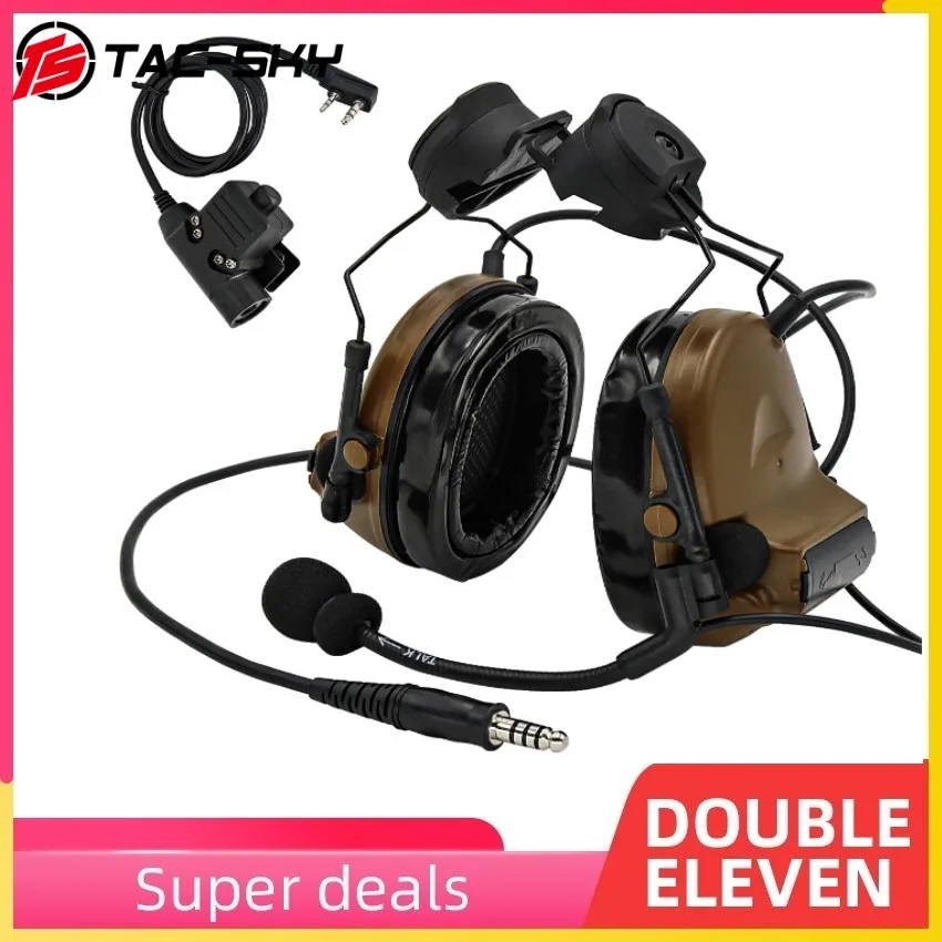 Tac-sky-auriculares t&aacute;cticos COMTAC II, cascos militares con cancelaci&oacute;n de ruido, PTT u94ptt CB-0