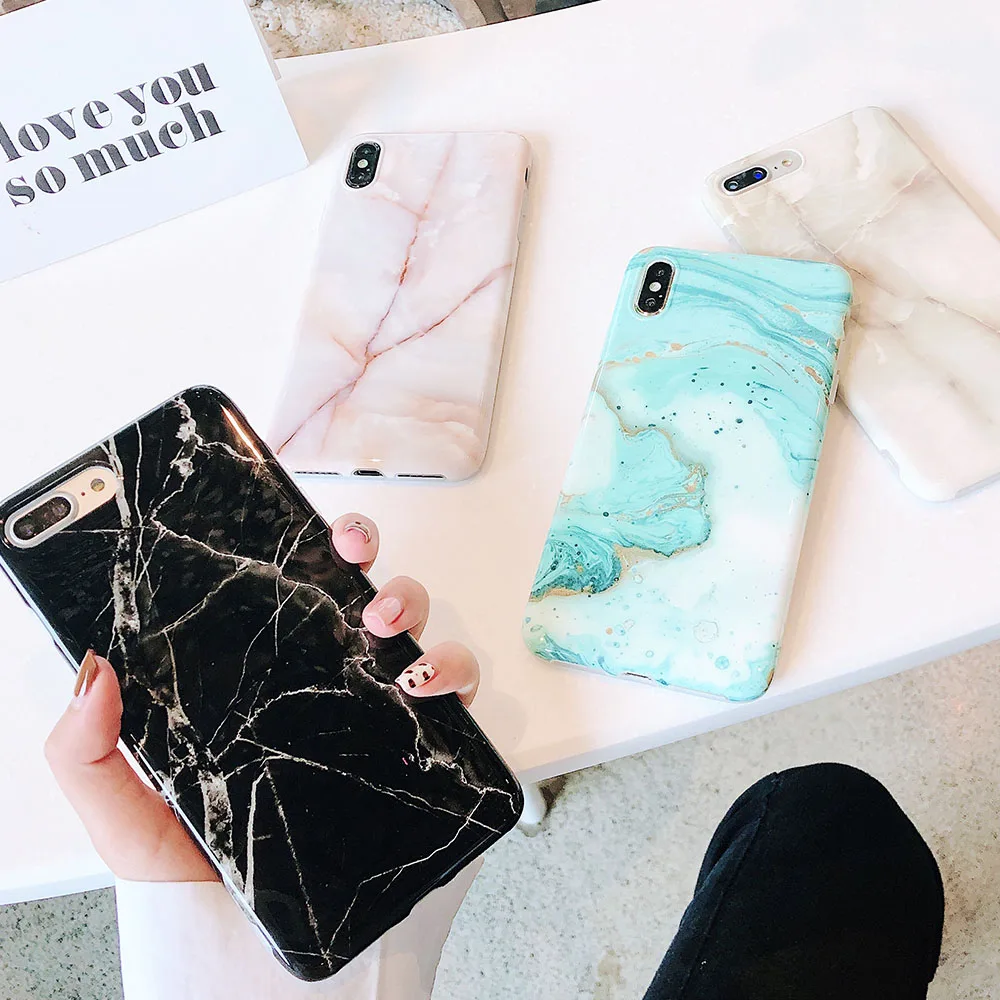 Чехол для Телефона iPhone 7 8 Plus XR 11 Pro XS MAX X мраморные Чехлы Apple 6 6S мягкая силиконовая