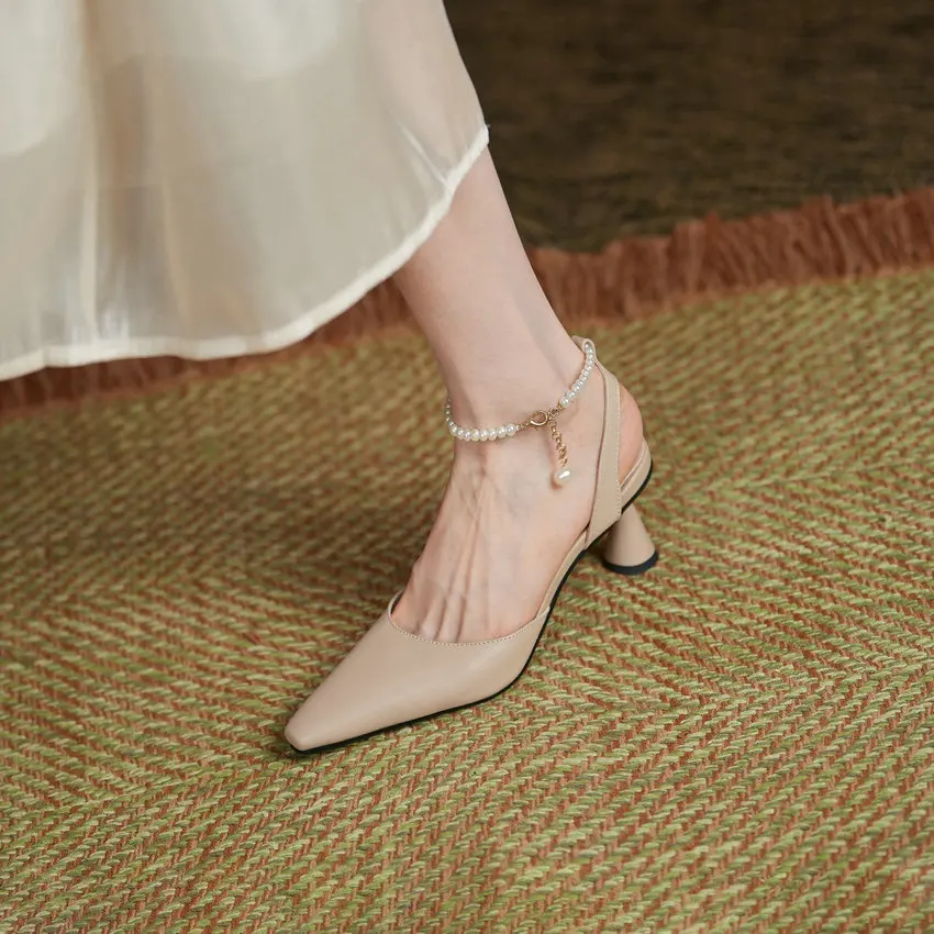 

QUTAA 2021 String Bead High Heel Fashion Sandals Summer Pointed Toe Female Shoes Microfiber Elegant Wpmen Pumps Big Size 34-43