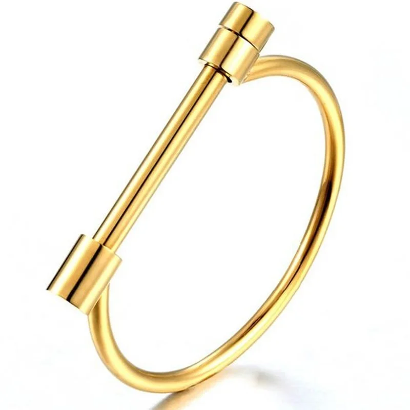 

Women Shackle Screw Cuff Bangle Rock Punk Style 316L Stainless Steel Love Bracelet Jewelry Gift
