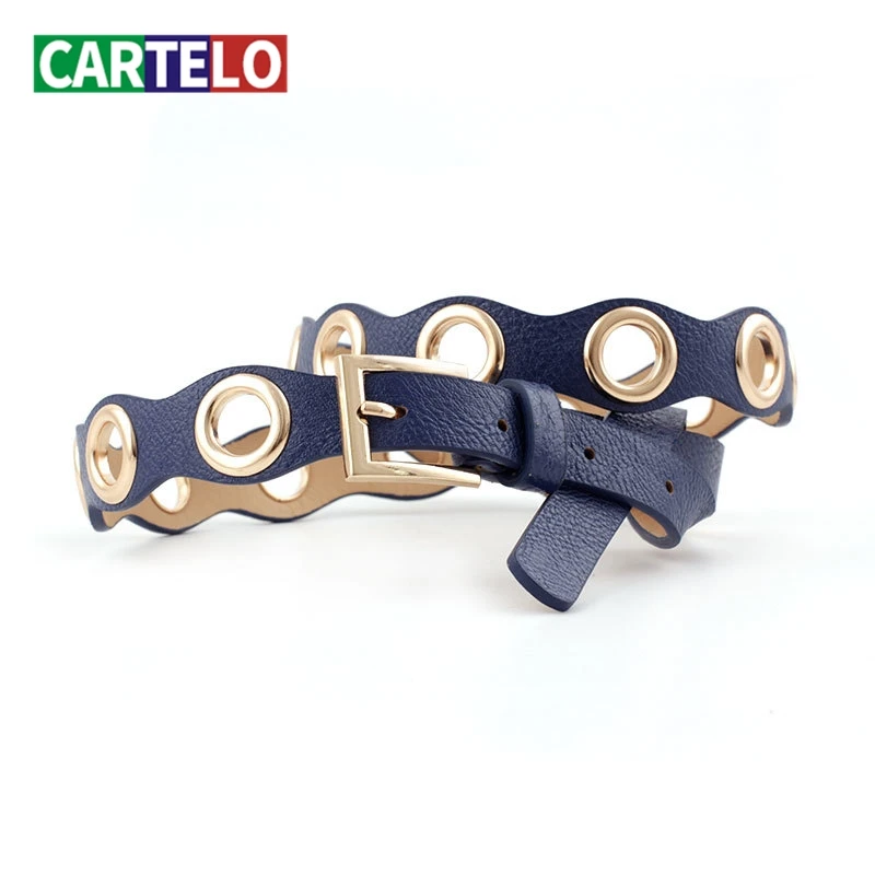 Ремень CARTELO с цепочкой Женский дизайнерский пояс люверсами в стиле унисекс