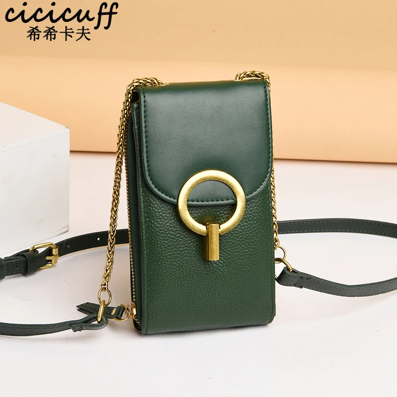 

Genuine Leather Women Mobile Phone Bags Fashion Flap Small Handbag Purse Female Shoulder Bags Luxurious Brand Mini Messenger Bag