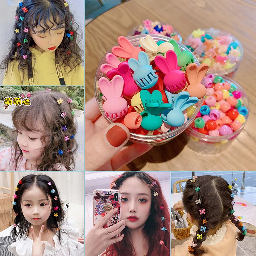 

50PCS/Set Girls Cartoon Colorful Flower Mini Hair Claws Kids Sweet Hairpins Children Fashion Hair Accessories Cute Hair Clip