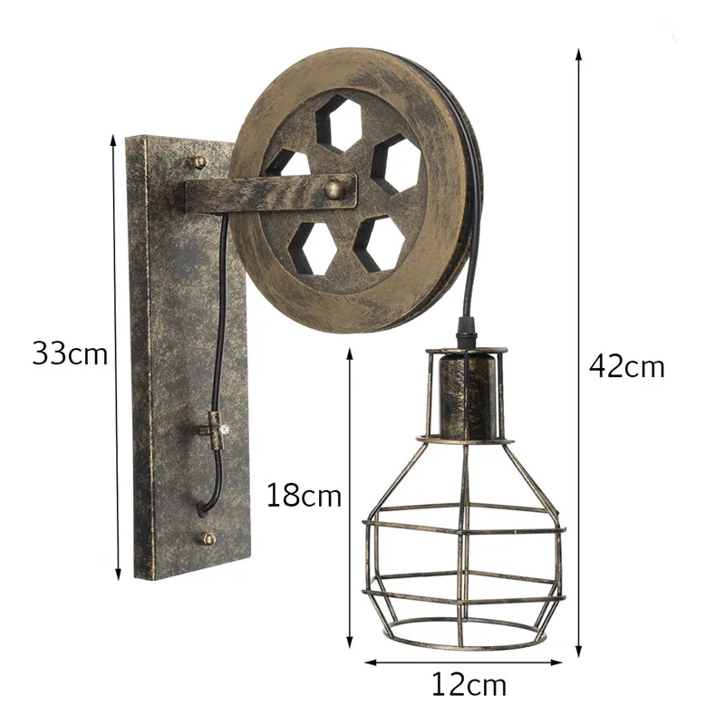 

E27 Retro Lanterns Fixtures Pulley Wall Lamp Pendant Suspension Light Fitting Kitchen Bedroom Living Room Wall Lamp Bra Sconce