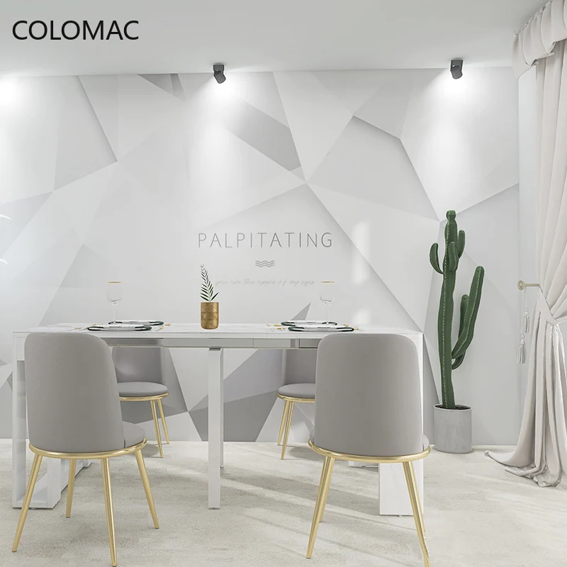 

Colomac Custom Gray and White Geometric Bump Technology Sense Wallpaper Company Reception Counter Background Mural Dropshipping