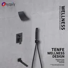 Матовый черный смеситель для душа Onyzpily, кран Водопад для ванной комнаты, дождевая черная Душевая система, Водопад, кран для ванны