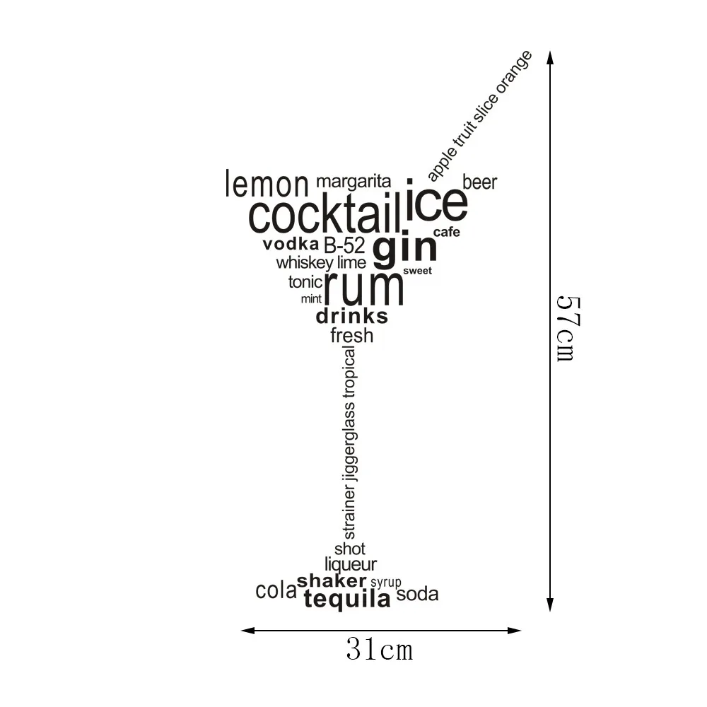 

Wall Stickers Cocktail Ice Gin Rum Removable Art Vinyl Mural Water Resistant Home Room Background Decor Wall Stickers