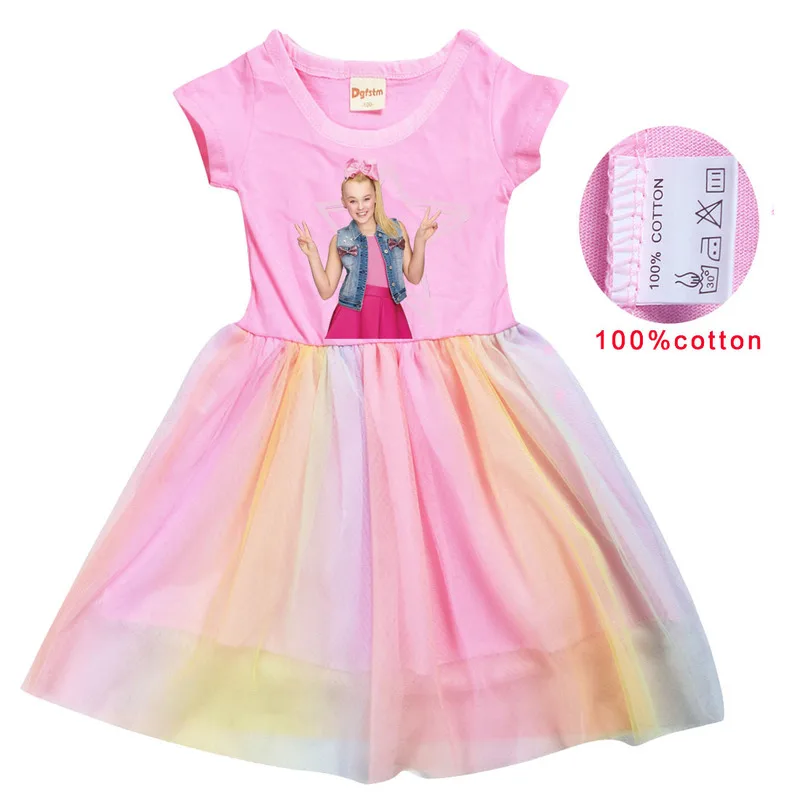 Платье для девочки розово-белое Джоджо летняя Рождественская хлопковая одежда