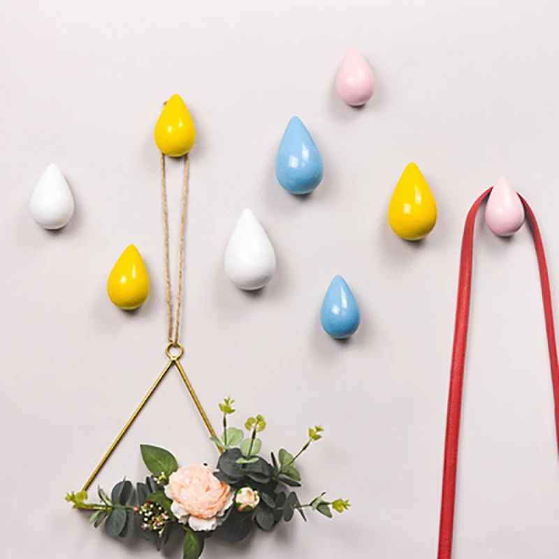 

1 шт. деревянная настенная вешалка в форме капли воды крючок для двери Задняя вешалка для ключей декоративные крючки сумка сумочка шляпа оде...