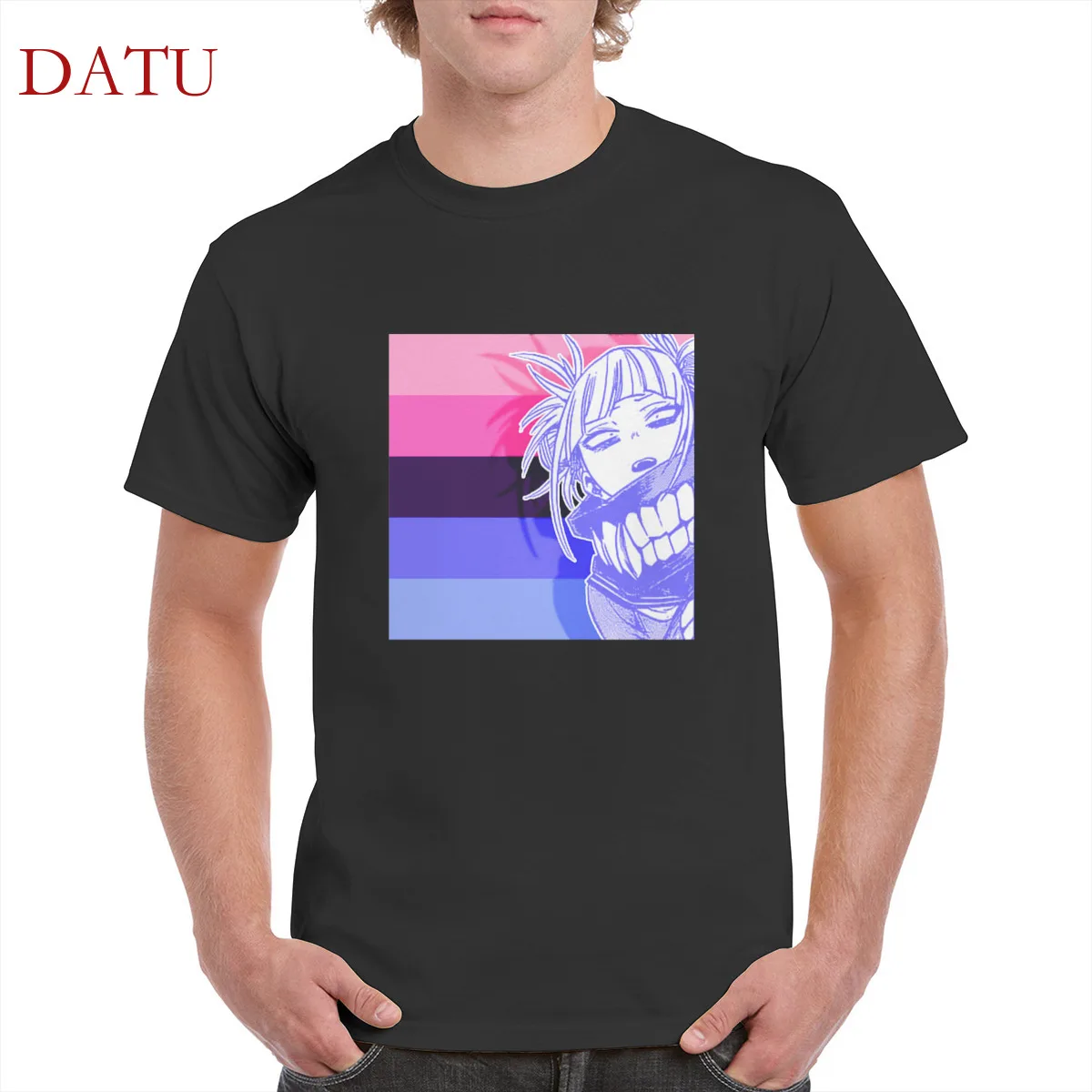 

Kawaii cartoon anime Himiko Toga print tshirt 100% cotton Cross my body t shirt gothic punk style oversized men/women's T-Shirts