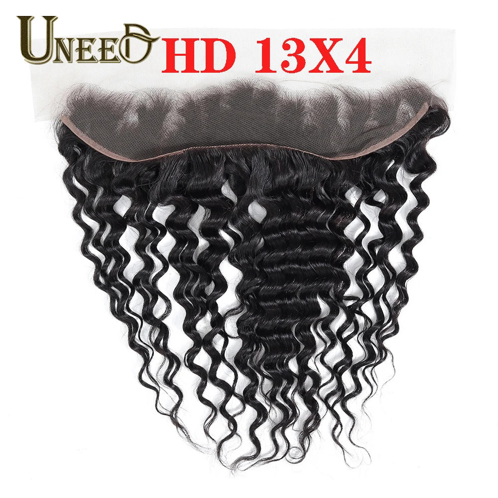 13x4 Ear To Ear HD Lace Frontal Peruvian Deep Wave Transparent 4x4 Lace Closure 100% Virgin Human Hair Pre Plucked Hairline