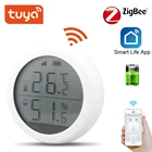 Датчик температуры и влажности Tuya Zigbee с ЖК-дисплеем, однощелевая связь, домашняя Автоматизация, охранная сигнализация