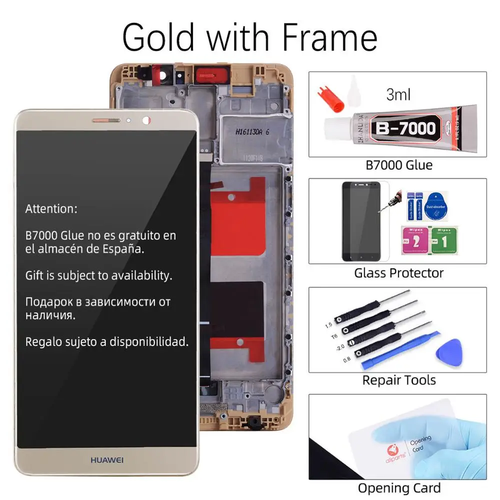with Frame Gold ЖК-дисплей для huawei mate 9, кодирующий преобразователь сенсорного экрана в сборе для huawei mate 9, ЖК-дисплей с рамкой MHA-L09 L29, замена - Цвет: with Frame Gold