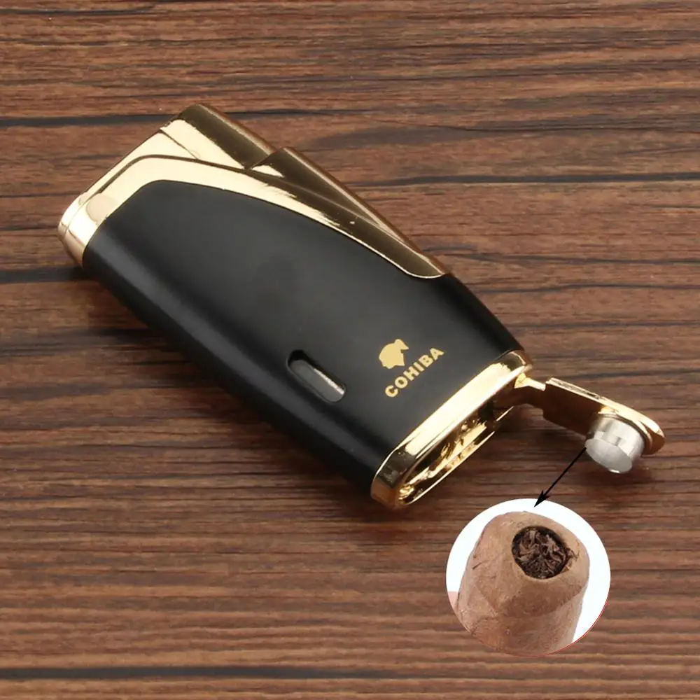COHIBA металлическая зажигалка для сигар 2 фонарь Jet Flame Зажигалка сигарет