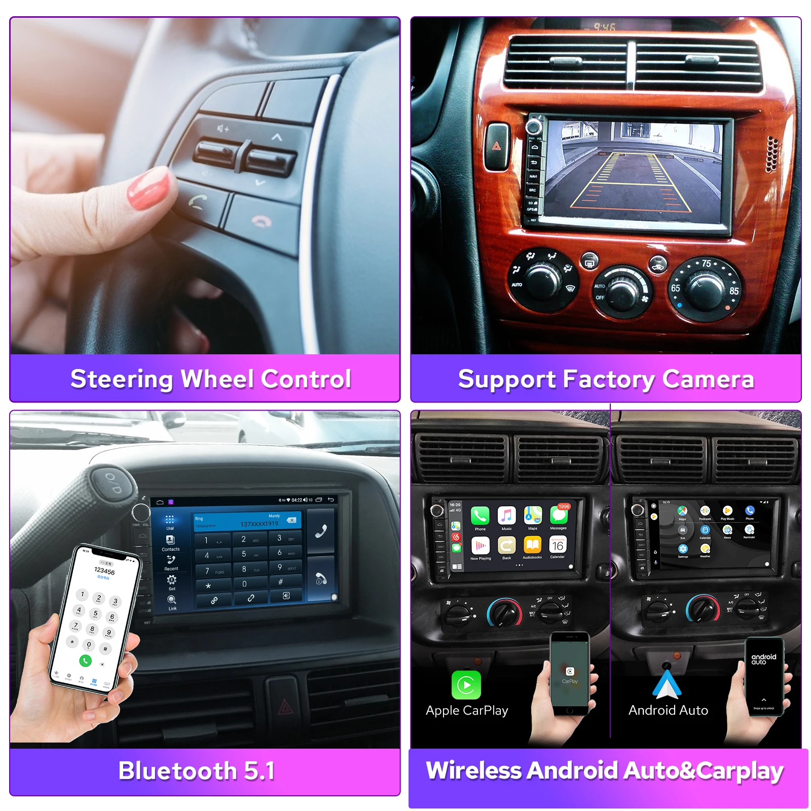 Универсальный мультимедийный плеер 2 DIN Android 10 0 FM аудио стерео беспроводной Carplay