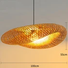 Китайские подвесные светильники из бамбука ручной работы, украшение для гостиной, потолочная лампа, кухонные аксессуары, подвесные соломенные люстры с шляпкой