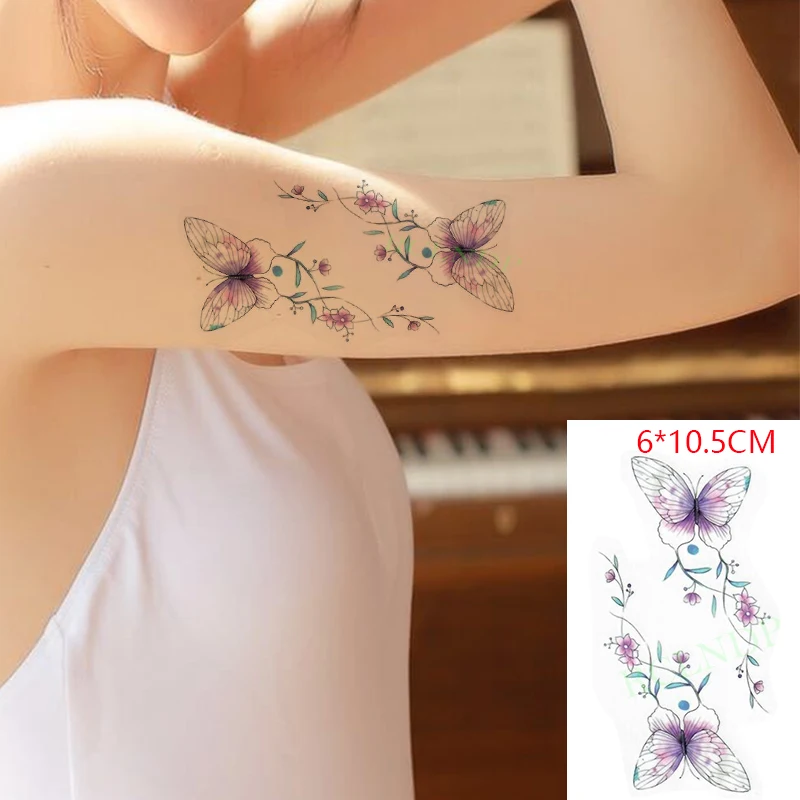 

Waterproof Temporary Tattoo Sticker ins Butterfly flower color sexy Body Art Flash Tatto Fake Tatoo for Women Men