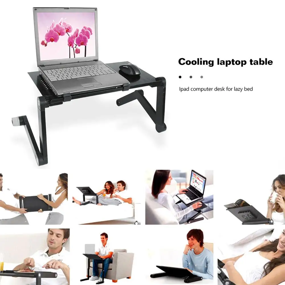 

Adjustable Foldable Laptop Desk Aluminum Alloy Lazy Durable Computer Notebook Stand Tray for Sofa Bed Household Supplies