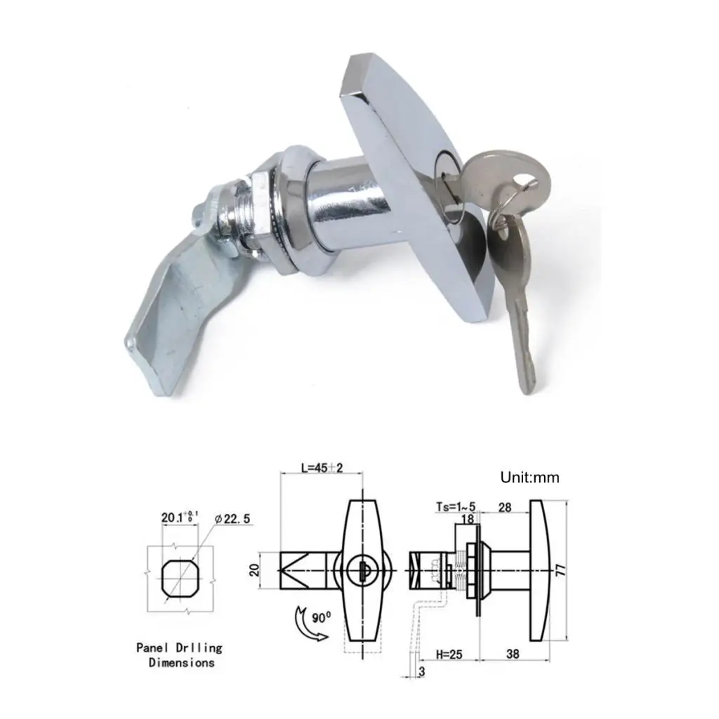 

Boat Marine Garage Door Opener T Lock Handle + 2 keys Safe Lock