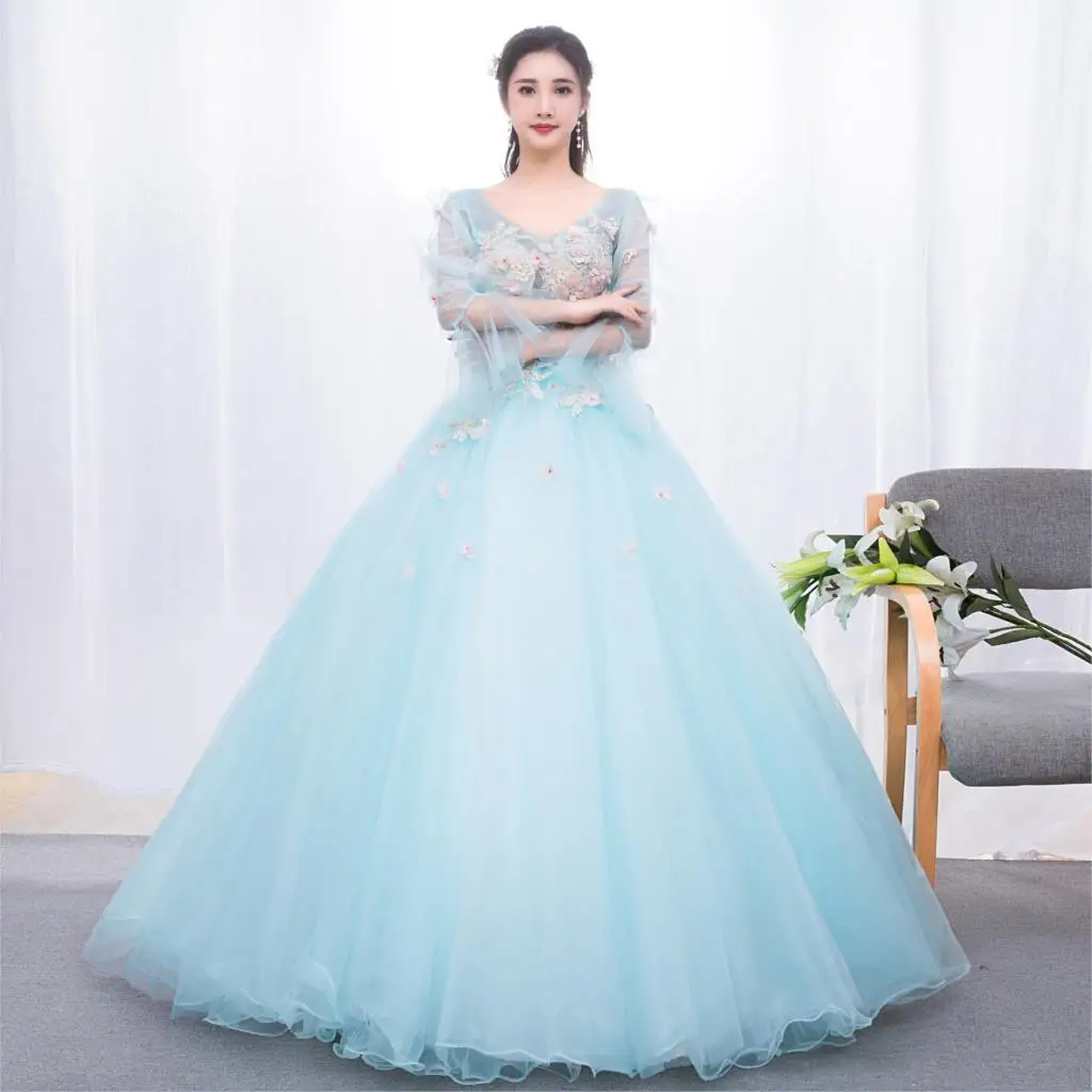 Бальное платье принцессы Quinceanera Коралловое зеленое синее для девочек до пола на