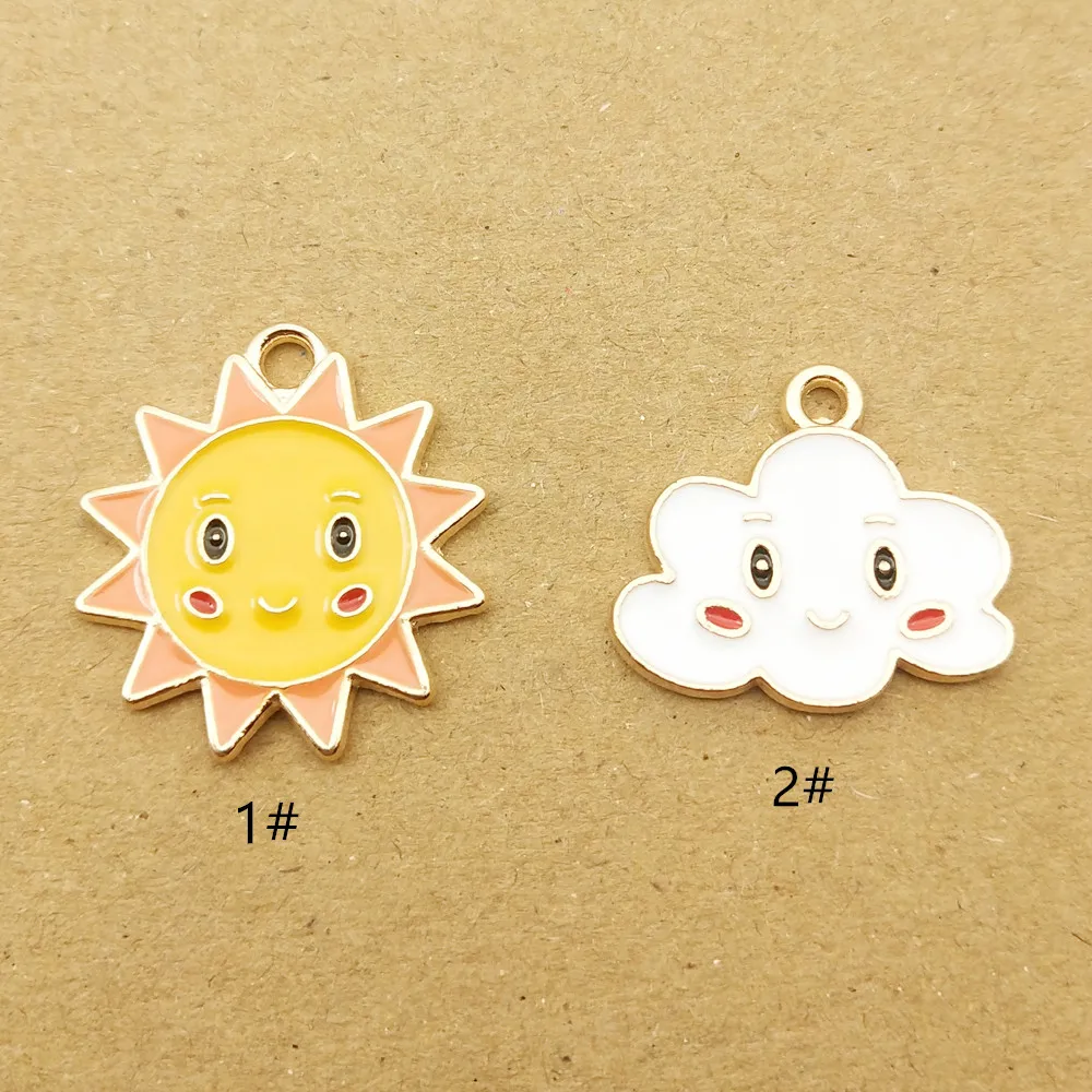 

10pcs smile sun cloud enamel charms for jewelry making fashion earring pendant necklace bracelet charm diy finding