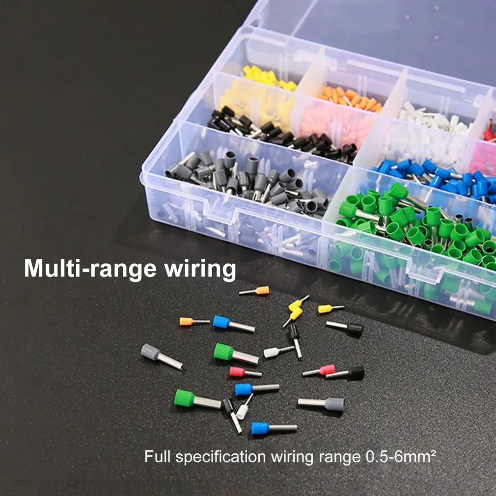 800 шт. комплекты терминалов ассорти трубчатые клеммы изолированные обжимные