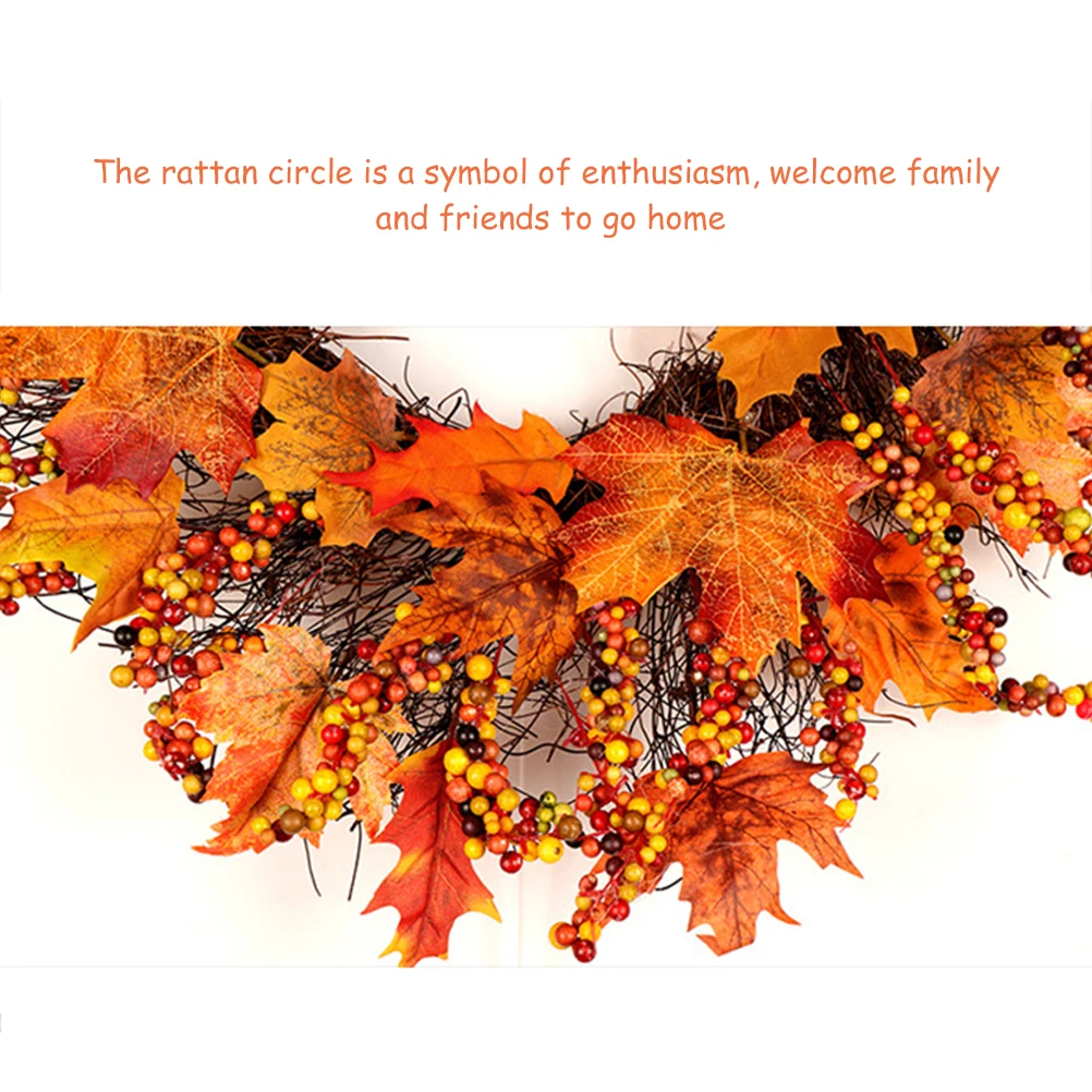 Christmas Thanksgiving Garland Autumn Simulation Maple Leaf Wreath Door Hanging Decor Holiday Pendant For Home | Дом и сад