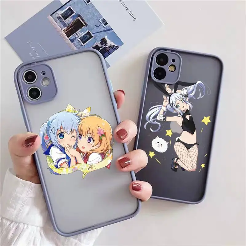 

Kafuu Chino Gochuumon wa Usagi Desu ka Phone Case For iphone 13 12 11 xr xs x 7 8 pro max Light gray Soft Silicone Clear Case
