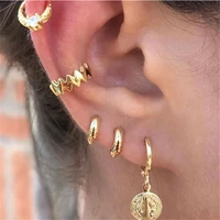 5pcs new fashion crystal stud christ jesus earrings set for women girls simple gold punk earrings jewelry gifts